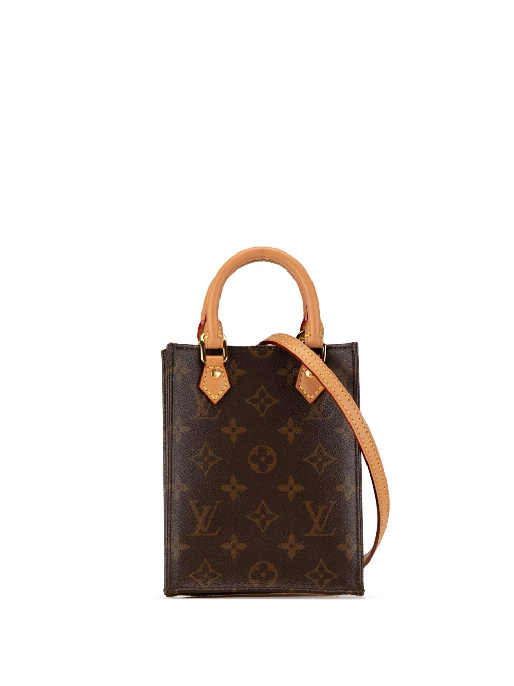 Louis Vuitton Pre-Owned 2020 Monogram Petit Sac Plat Satchel | Brown | FARFETCH ZA | Farfetch Global
