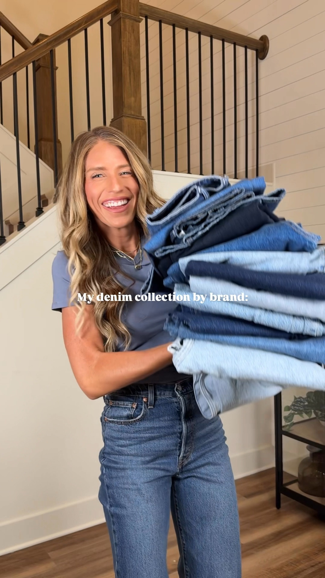 My denim collection sizing (in order of video):
Levi’s:
I sized up to 28x34 in the first pair (high rise)
Wearing my true size 27x34 in the low rise loose. 
Jeans do now have much stretch but the fit is so good and more vintage feeling. 

Walmart: 
both pair run bigger. Jeans have a stretch. Wearing 4 long

Abercrombie: 
First pair: mid rise boot cut. Wearing my true size 27 extra long but I will say they run tighter and are more form fitted
Second pair: low loose. I sized down to 26 extra long. 
Third pair: high rise relaxed. The Jean that got me hooked on Abercrombie jeans. A small stretch to them. Run tts 27 extra long
Fourth pair:  the second pair that got me hooked on Abercrombie. Run tts 27 extra long. 

Aritzia:
First pair: run tts 27 regular. They are more of a cropped fit on me 
Second pair: high rise relaxed. sized down to 26 tall. 

Quince: they run tts. 3 inseam lengths and are supposed to be cropped. Size 27x30 my true size and they have a stretch. 
