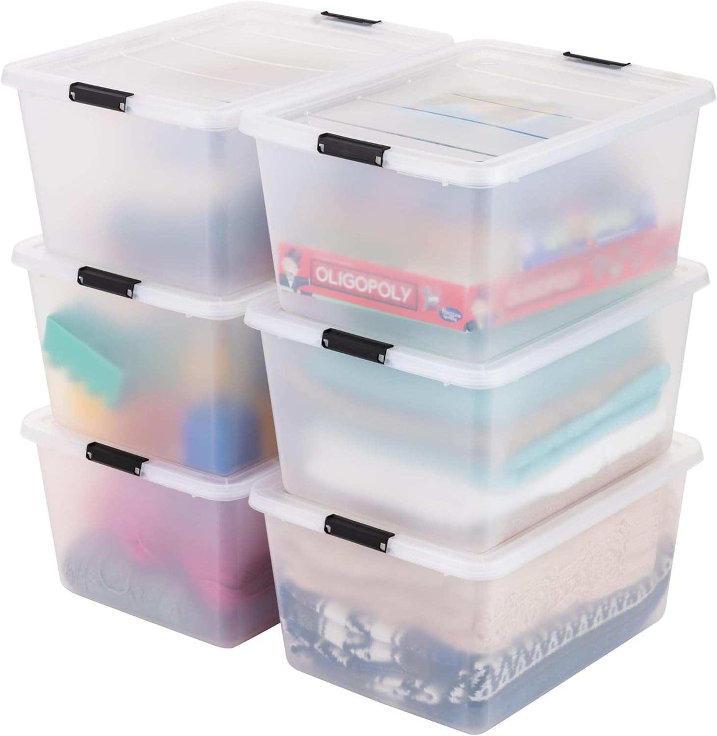 IRIS USA 6-Pack 32.5 Quart Clip Box with Latching Lid | Amazon (US)