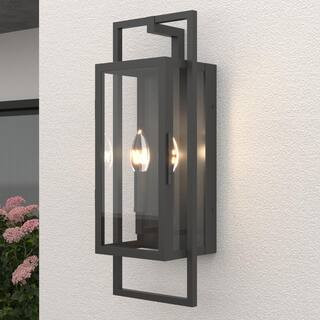 Decorators 21.46 in. Sand Black Dusk to Dawn 2-Light Outdoor Hardwired Wall Lantern Sconce（6-Pack） | The Home Depot
