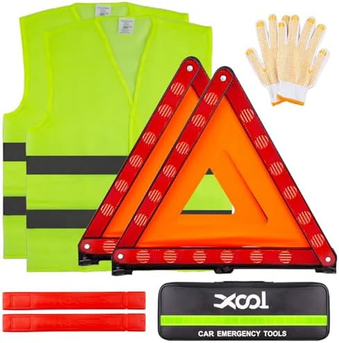 XOOL Emergency Warning Triangle Kit – Roadside Safety Kit with Reflective Warning Triangles, Hi... | Amazon (US)