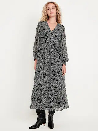 Waist-Defined Chiffon Maxi Dress | Old Navy (US)