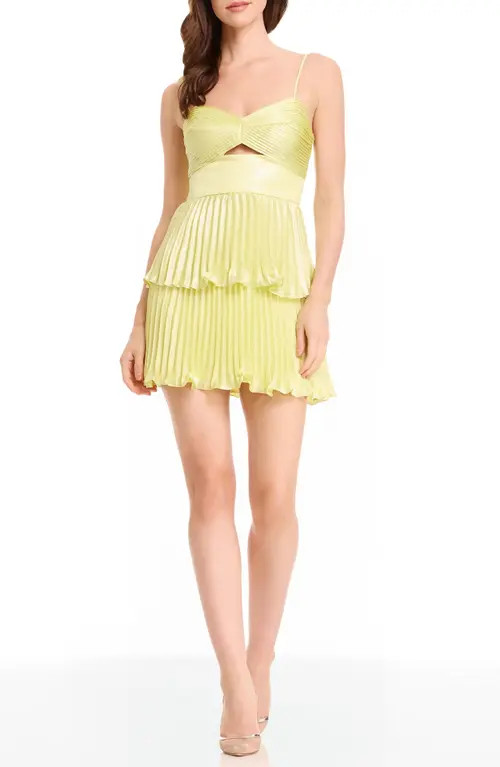Dress the Population Jianna Pleat Minidress in Celery Juice at Nordstrom, Size X-Large | Nordstrom