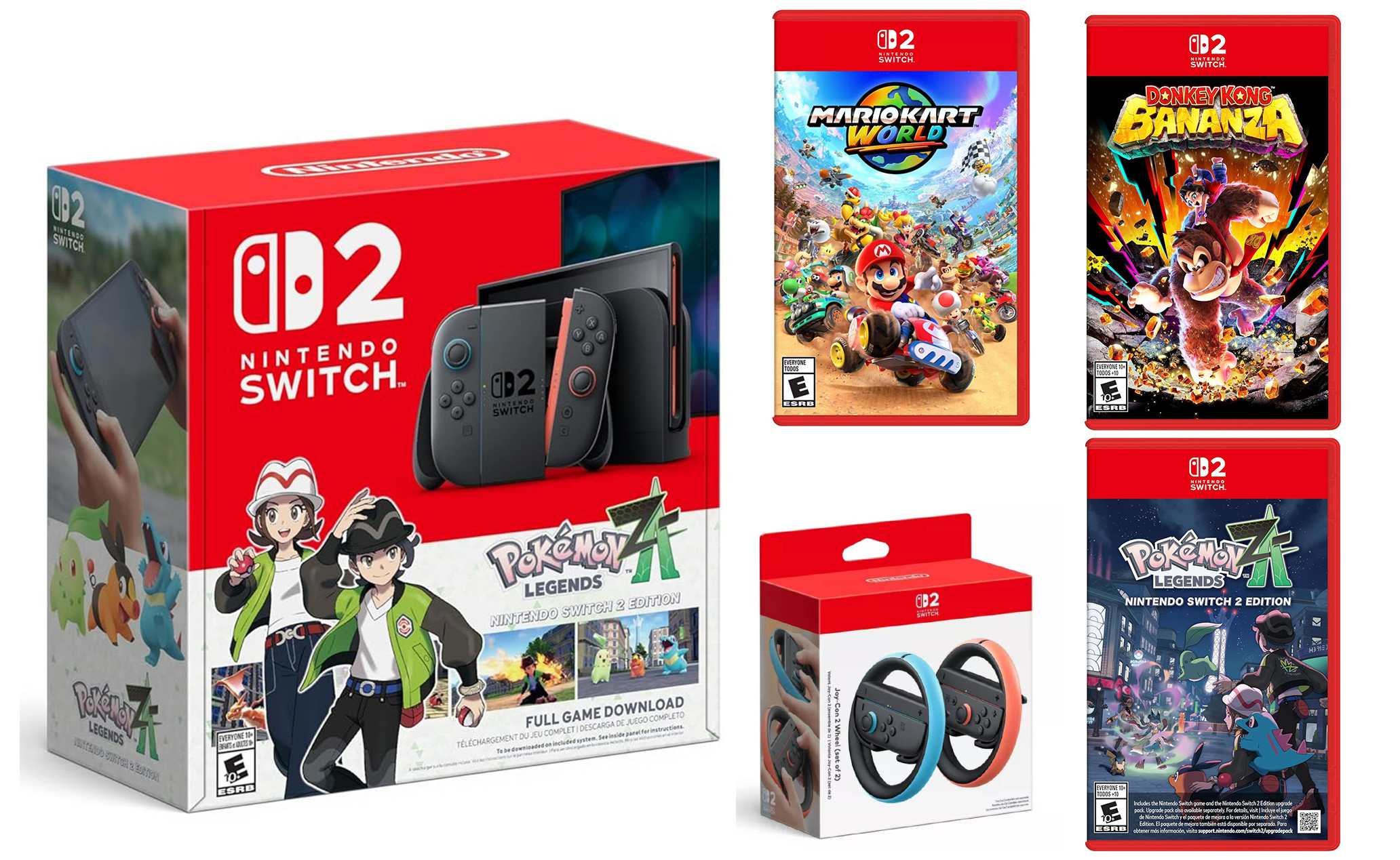 Nintendo Switch 2 Console with Mario Kart World, Donkey Kong Bananza and Joy Con 2 Wheel Bundle | Walmart (US)