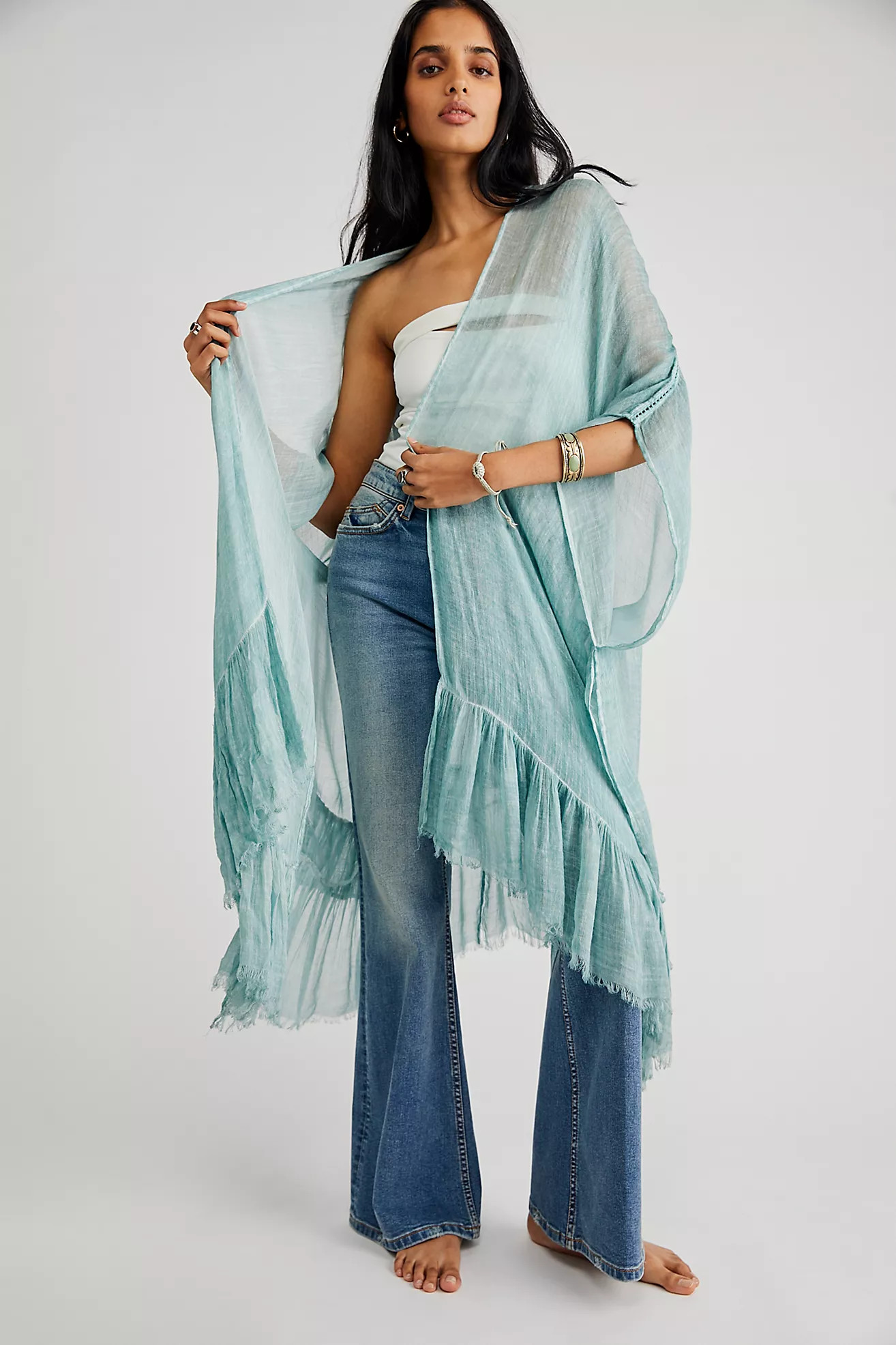 Whisper Washed Ruffle Kimono | Free People (Global - UK&FR Excluded)