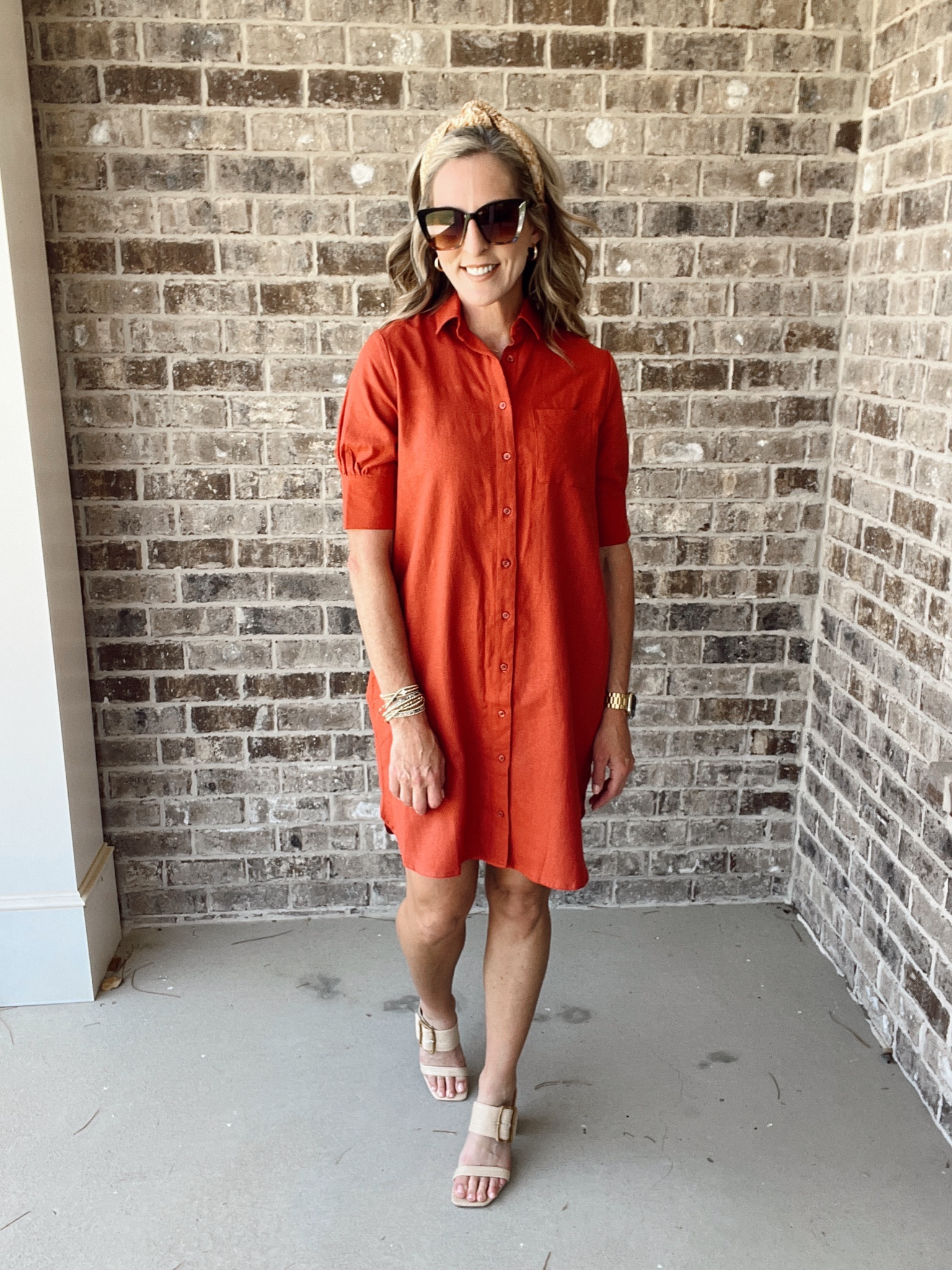 knee length dresses for ladies Orange Linen Clementine Maxi Dress main image 0