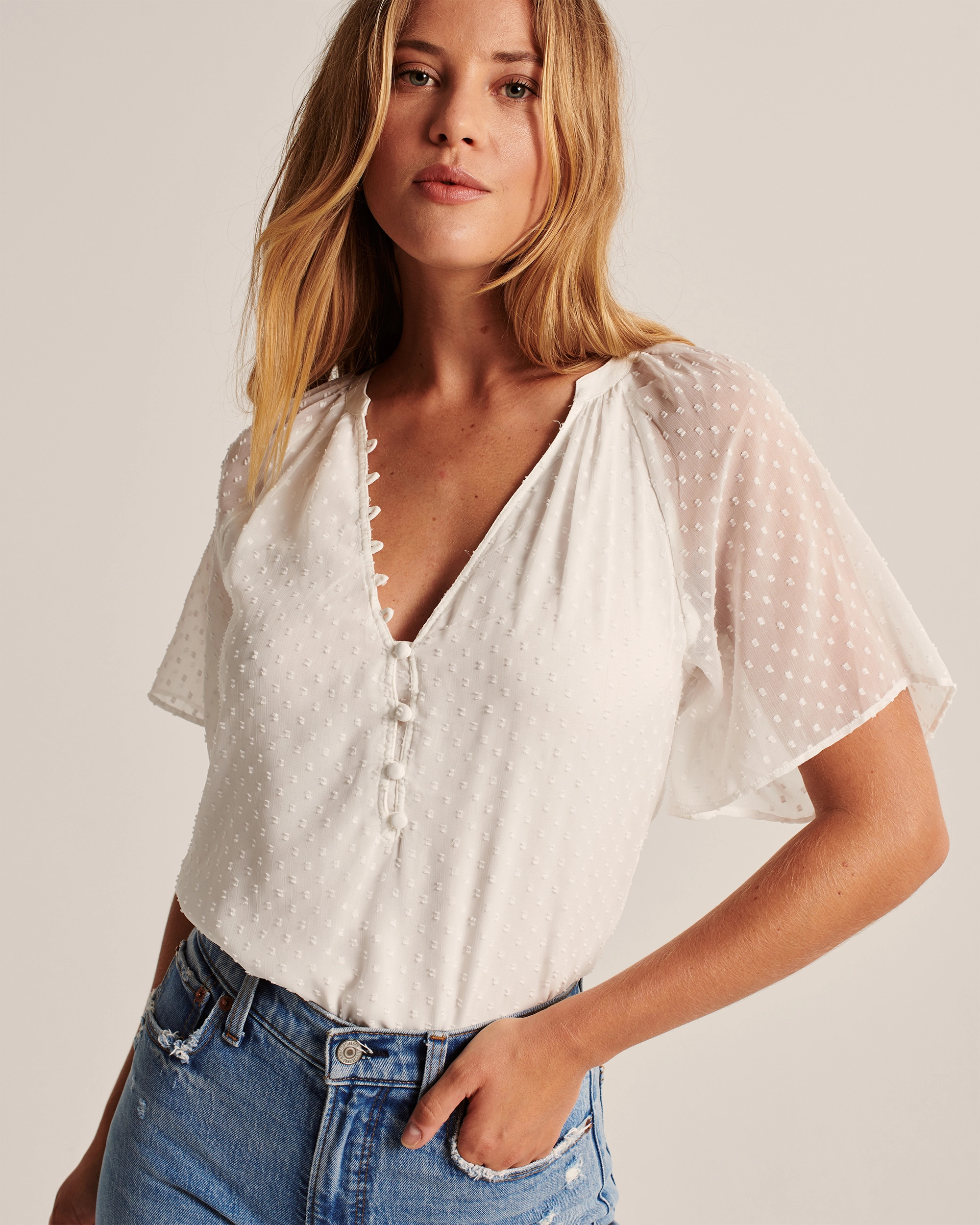 Clipdot Button-Up Bodysuit | Abercrombie & Fitch (US)