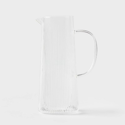 Ribbed Glass Pitcher Clear - Threshold™: 40.5oz Dishwasher-Safe Beverage Server for Hot/Cold Drinks | Target
