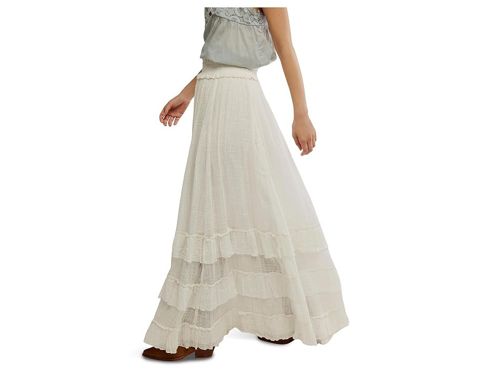 Free People One Brynn Maxi Skirt Women's Skirt White : LG (Women's 12), Cotton/Viscose | Zappos