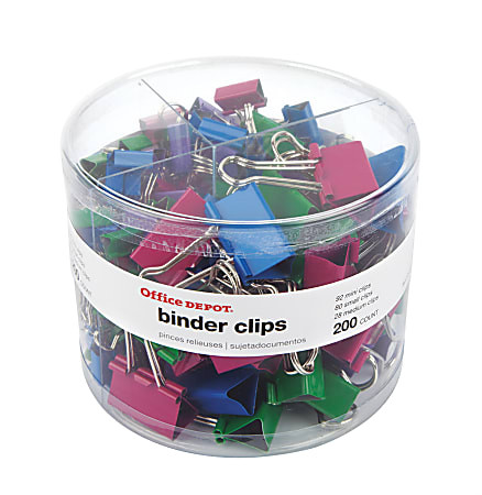 Office Depot Brand Binder Clip Combo Pack Assorted Sizes Assorted Colors Pack Of 200 - Office Dep... | Office Depot and OfficeMax 
