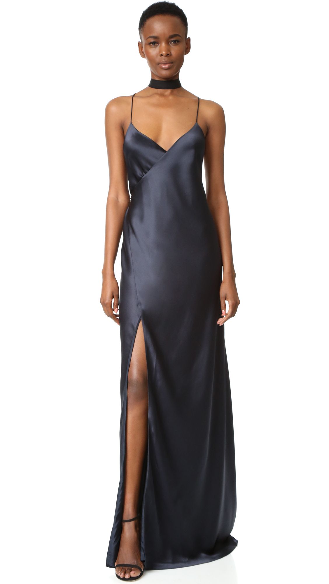 Michelle Mason Strappy Wrap Gown - Midnight | Shopbop