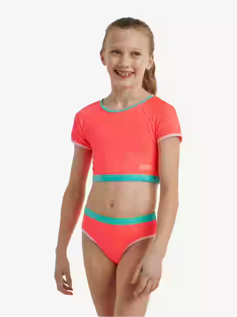 Justice Girls Short Sleeve Rashguard with Bikini Bottom Two-Piece, Sizes 5-18 - Walmart.com | Walmart (US)
