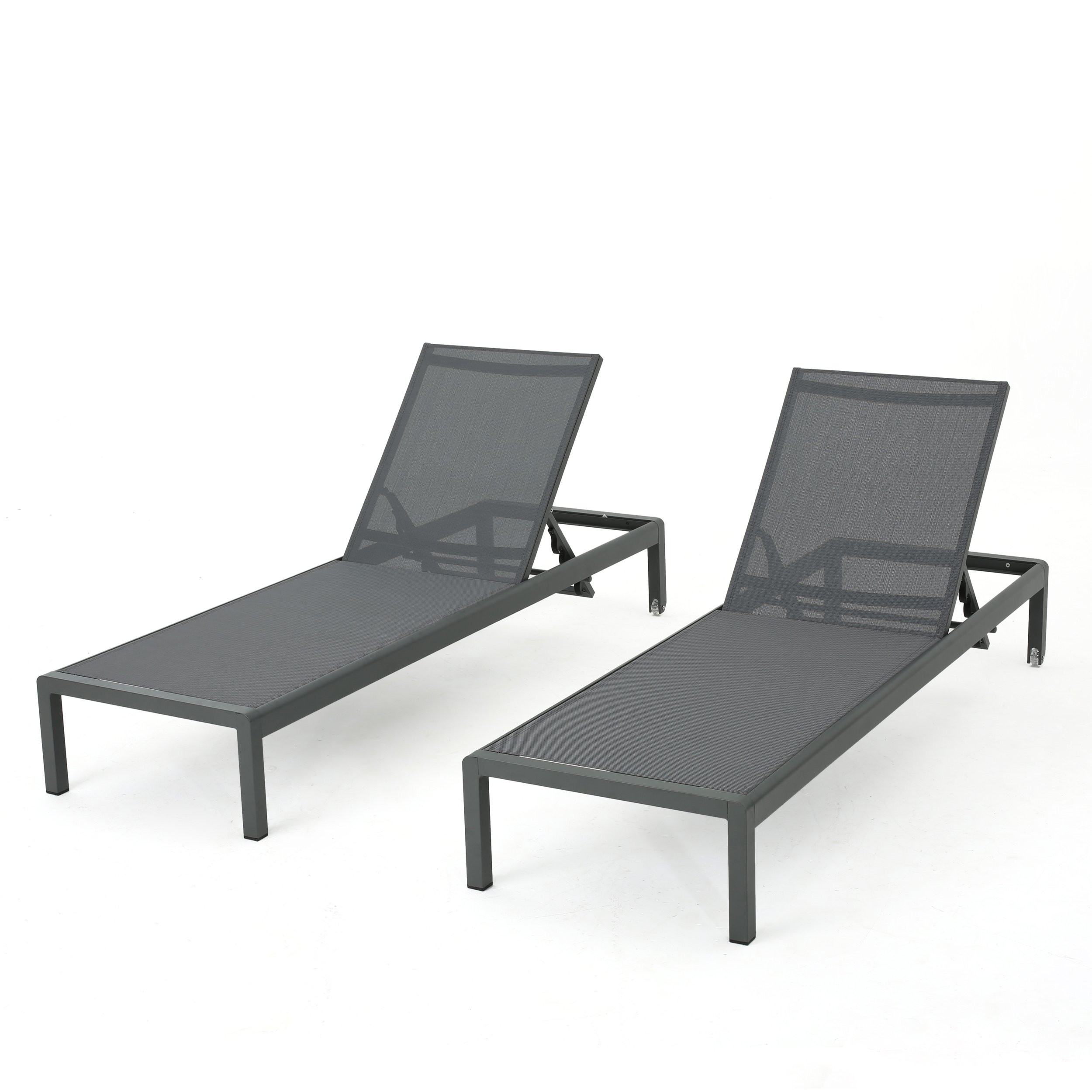 Christopher Knight Home Cape Coral Outdoor Aluminum Chaise Lounges with Mesh Seat, 2-Pcs Set, Grey / | Amazon (US)