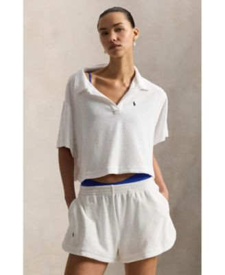 Polo Ralph Lauren Women's Navy Blue Cotton Terry Swimsuit Cover Up Shirt and Short Set - Macy's | Macy's