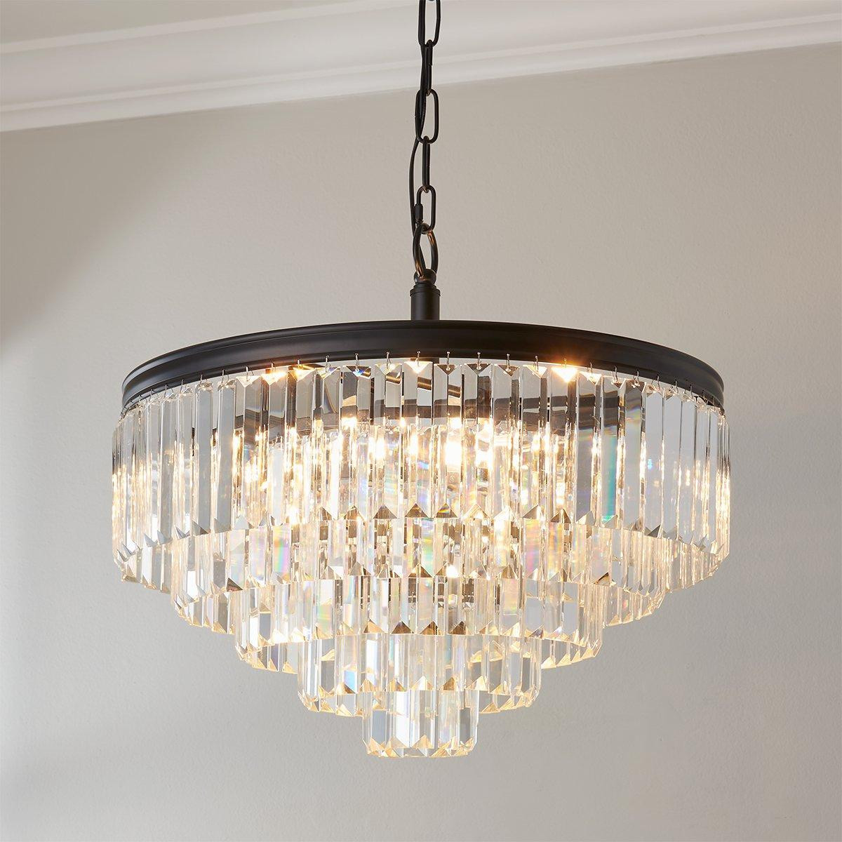 Faceted Glass Layered Convertible Chandelier - 20 | Shades of Light