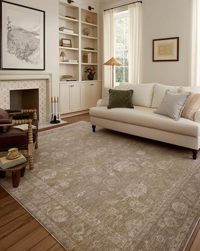 Loloi Chris Loves Julia Louisa Collection LOI-04 Taupe/Gold 5'-3" x 7'-6", .38" Pile Height, Area... | Amazon (US)