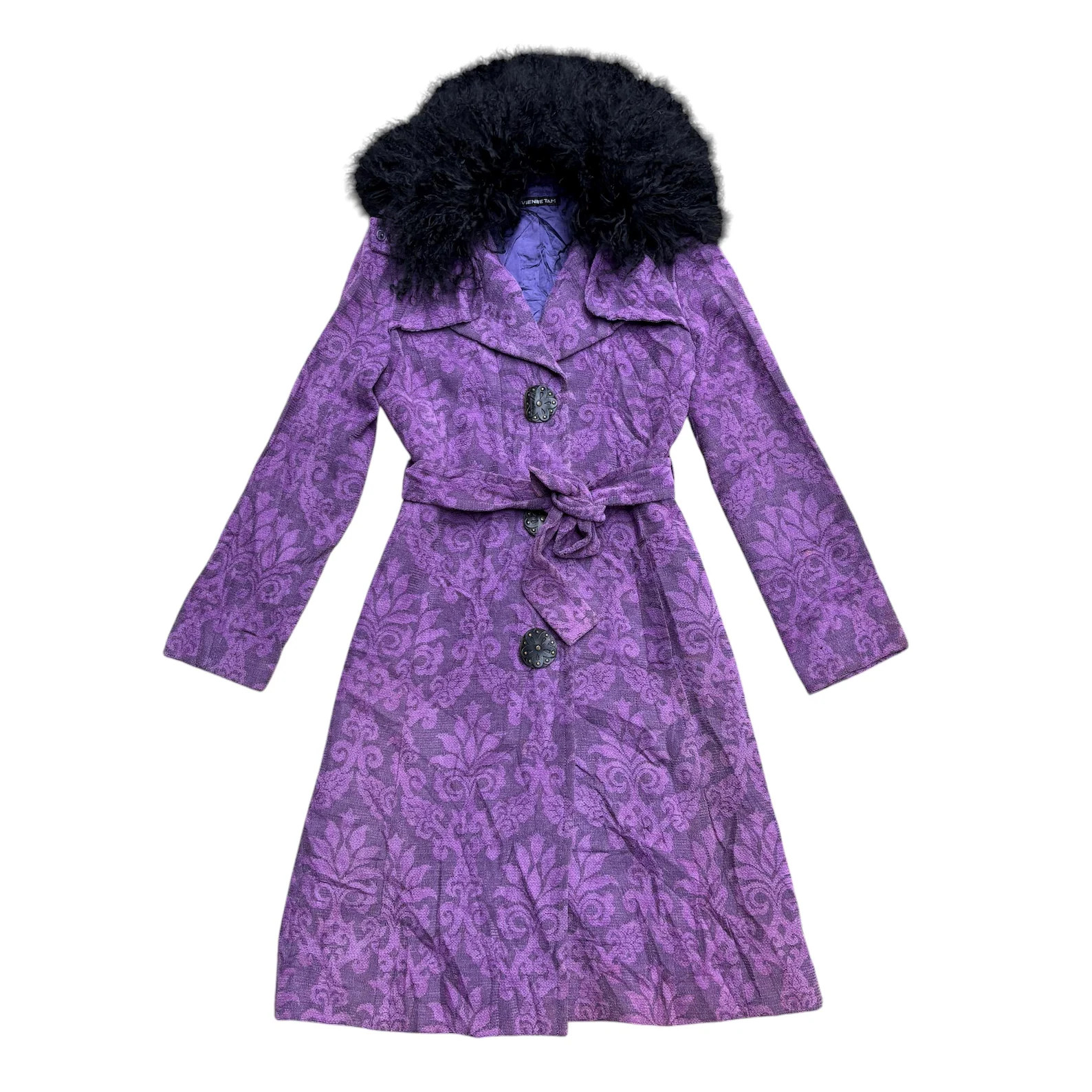 Vintage Vivienne Tam Velvet Embossed Coat With Removeable Fur | Etsy (US)