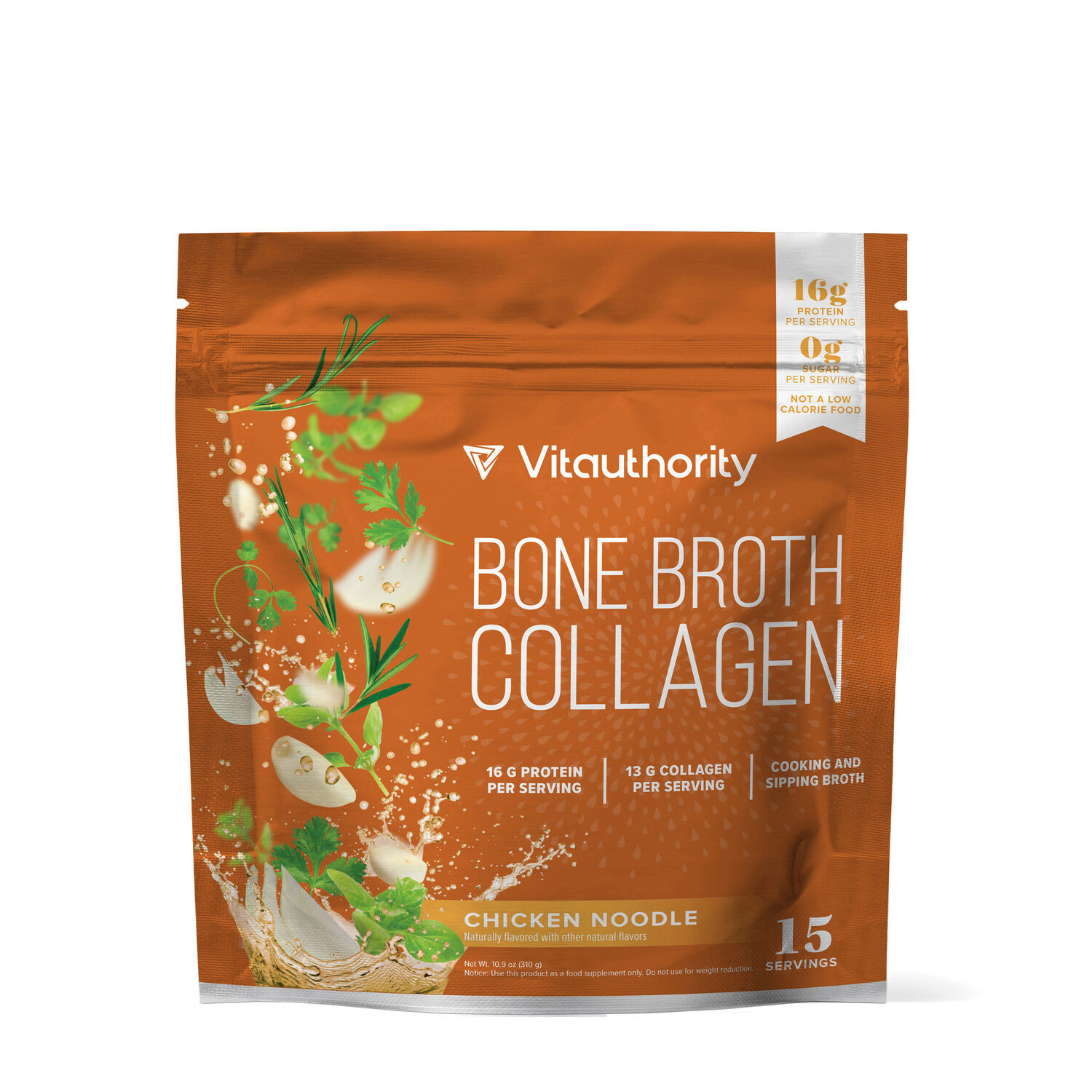 Vitauthority Bone Broth Collagen - Chicken Noodle (15 Servings) | GNC