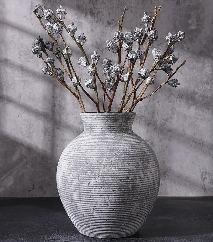 Ceramic Flower Vase Home Decor, 7.4 in Farmhouse Table Vases Retro Vintage Living Room Kitchen Be... | Amazon (US)