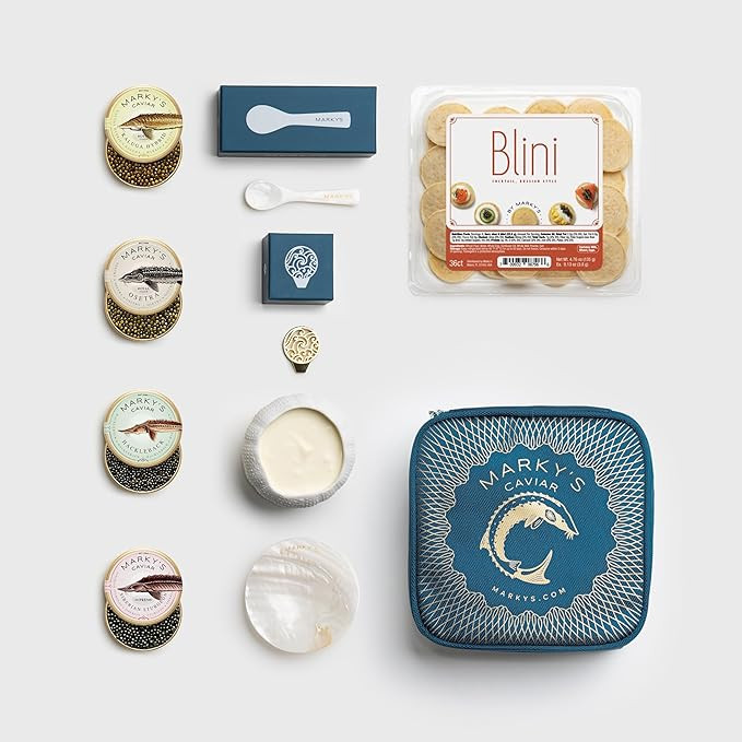 MARKY'S Curated Caviar Tasting Gift Set - 0.5 oz / 14 g (Pack of 4) x Kaluga Royal Amber Caviar, ... | Amazon (US)