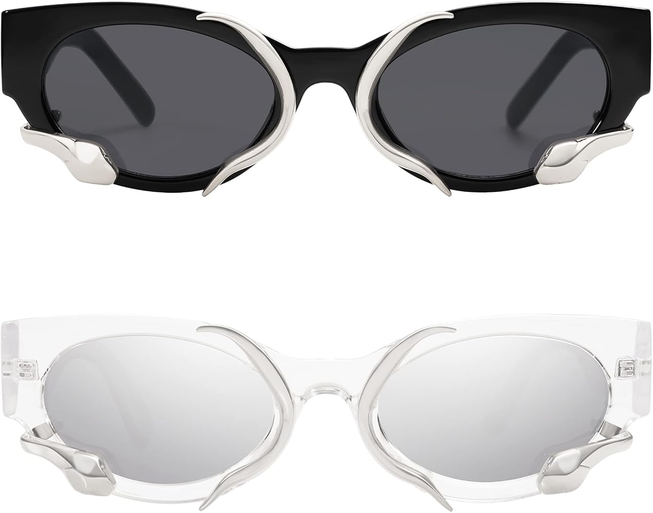 Trendy Sunglasses for Women Men Vintage Narrow Cateye Metal Snake Sunnie Y2k Accessories AP3621 | Amazon (US)