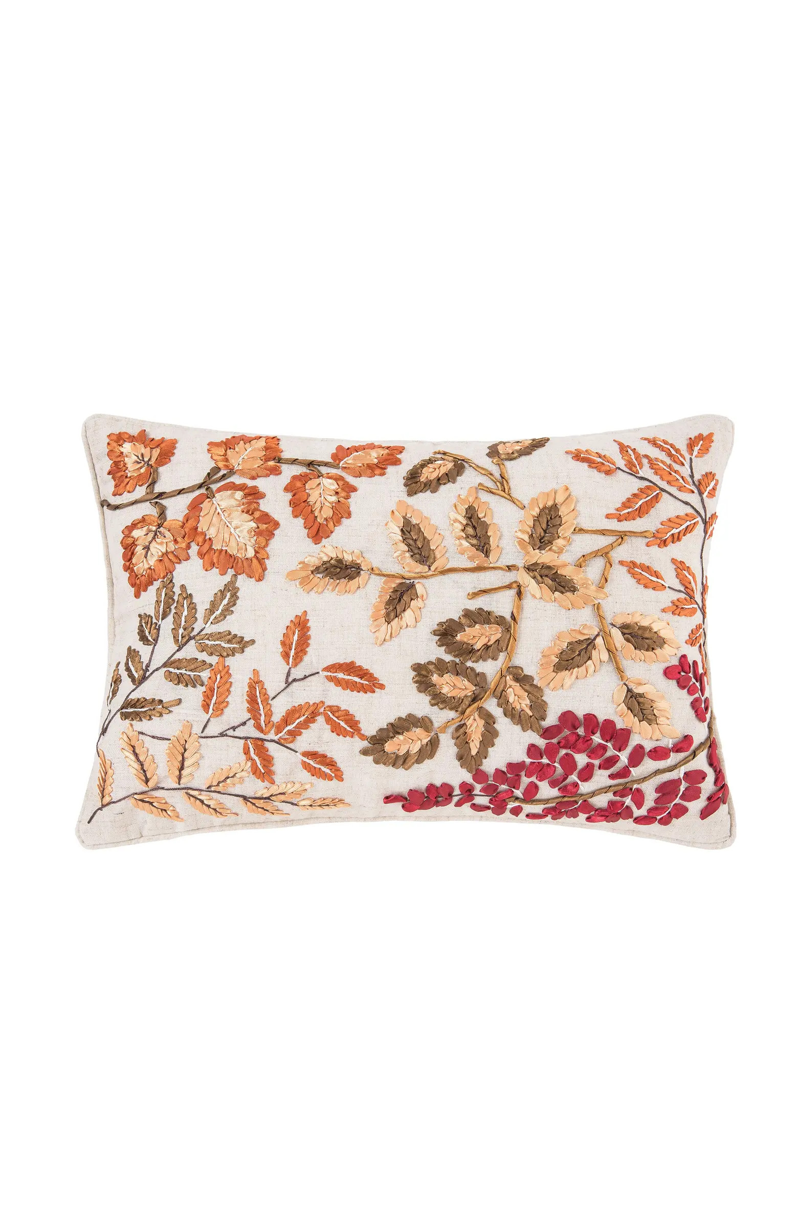 Autumn Floral Leaves Handcrafted Small Long Accent Pillow 12" x 18" | Nordstrom