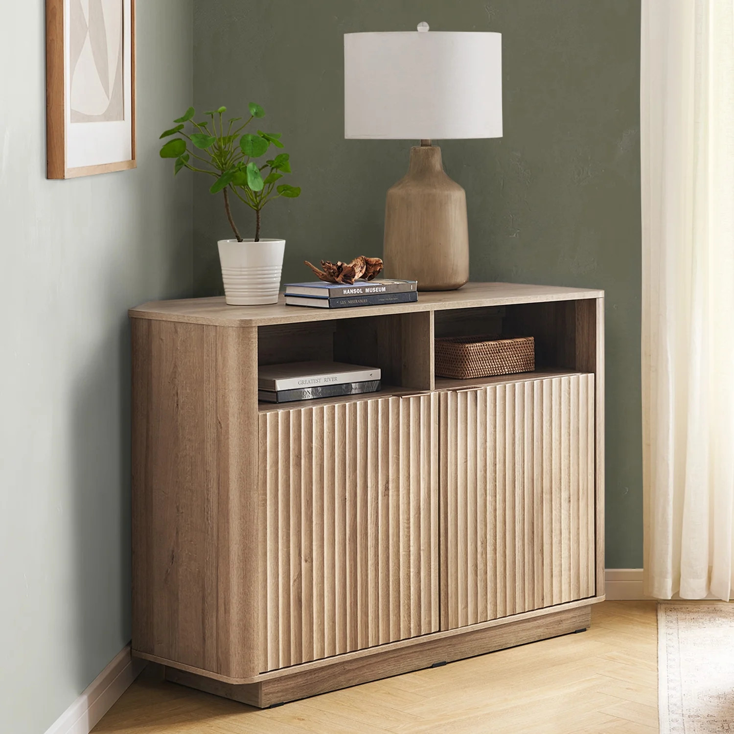 Brooklyn Corner TV Stand, Golden Oak - Walmart.com | Walmart (US)