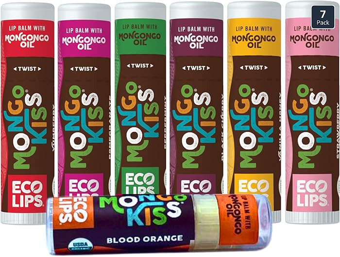 Eco Lips Mongo Kiss Organic Lip Balm 7 Pack - Blood Orange, Black Cherry, Pomegranate, Vanilla Ho... | Amazon (US)