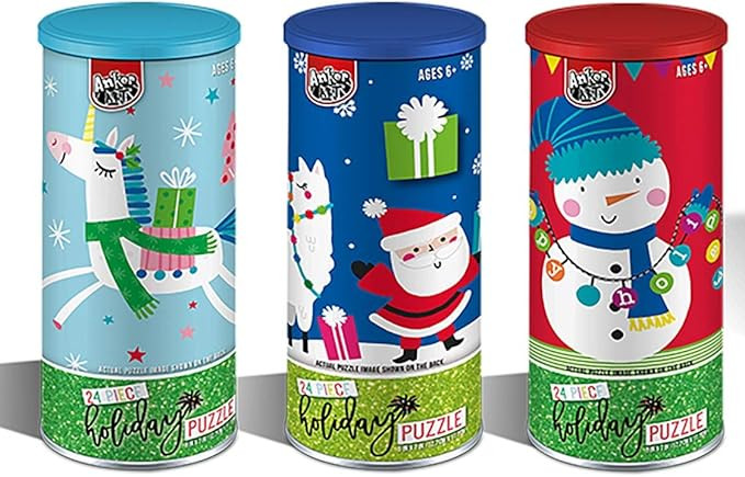 Christmas Jigsaw Puzzle (Set of 3, 24 Pieces Each) For Children or Kids Gift Stocking Stuffer | Amazon (US)