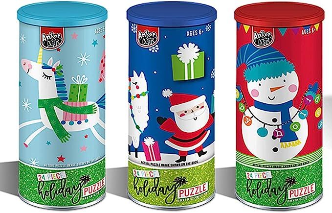 Christmas Jigsaw Puzzle (Set of 3, 24 Pieces Each) For Children or Kids Gift Stocking Stuffer | Amazon (US)