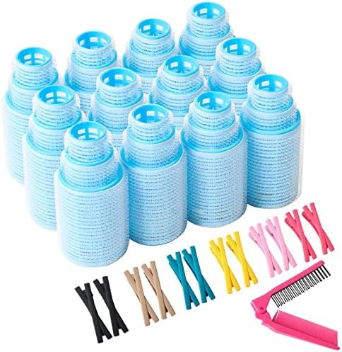 Self Grip Hair Rollers Set, with Hairdressing Curlers (Large, Medium, Small), Folding Pocket Plas... | Amazon (US)