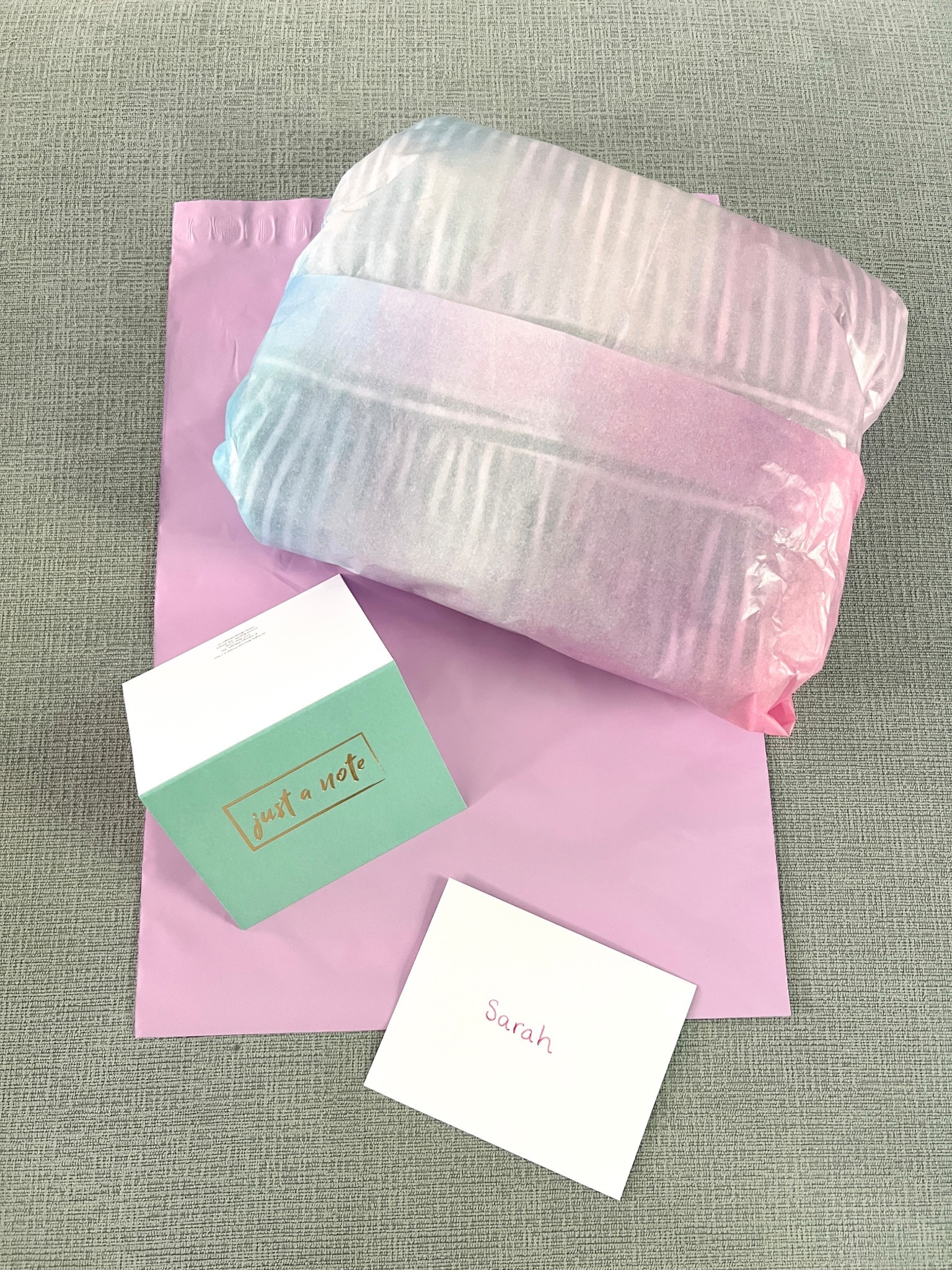 Lavender Pink Pastel mailing envelope mailers & ombre blue & pink tissue paper for sending something out via snail mail 

#LTKParties #LTKSeasonal #LTKFindsUnder50