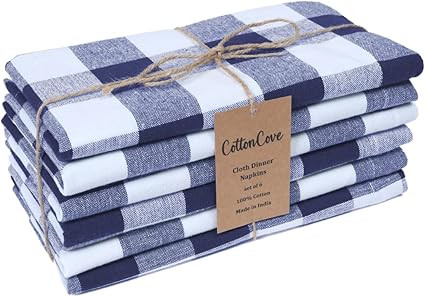 Cloth Dinner Napkins 100% Cotton Set of 6 - Soft Durable Washable - Ideal for Farmhouse Parties W... | Amazon (US)