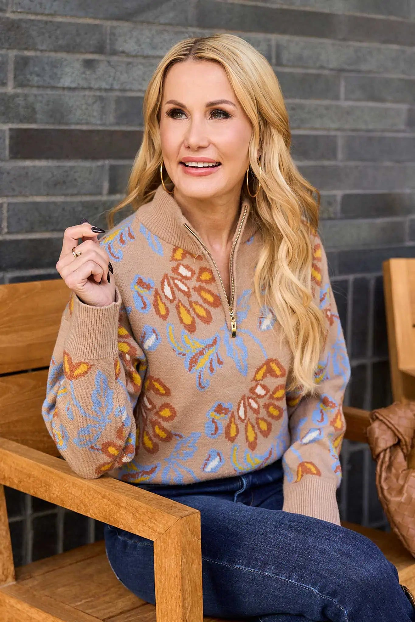 Nancy Taupe Floral Sweater | Avara