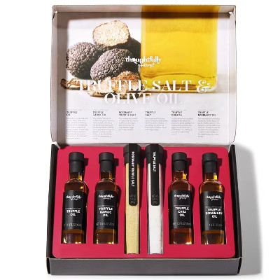 Thoughtfully Gourmet, Truffle Salt & Olive Oil Gift Set, Includes 4 Premium Extra Virgin Olive Oil, 2 Truffle Salts with Real Truffles, Set of 6 | Target
