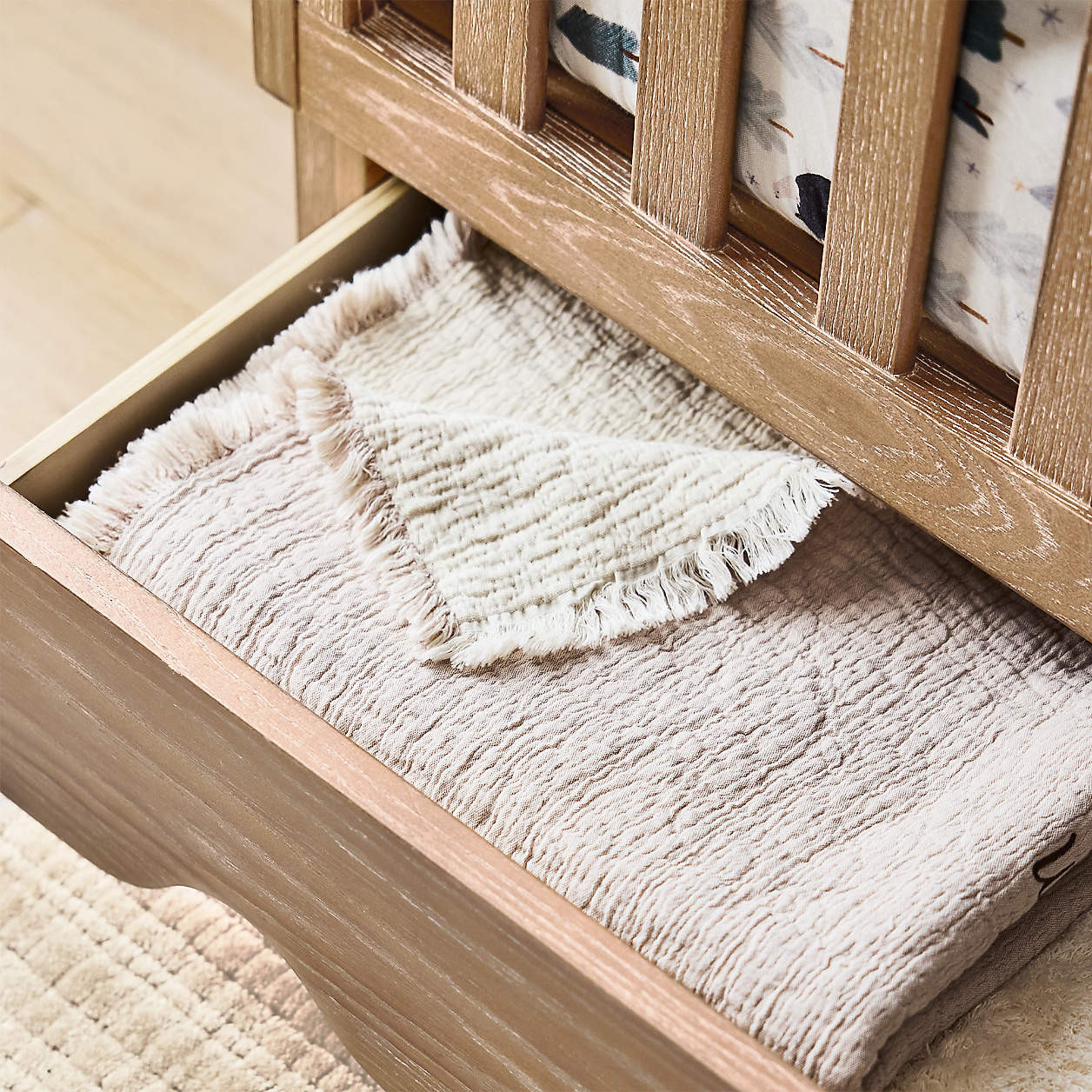 Supersoft Organic Cotton Gauze Stone Tan Kids Blanket + Reviews | Crate & Kids | Crate & Barrel