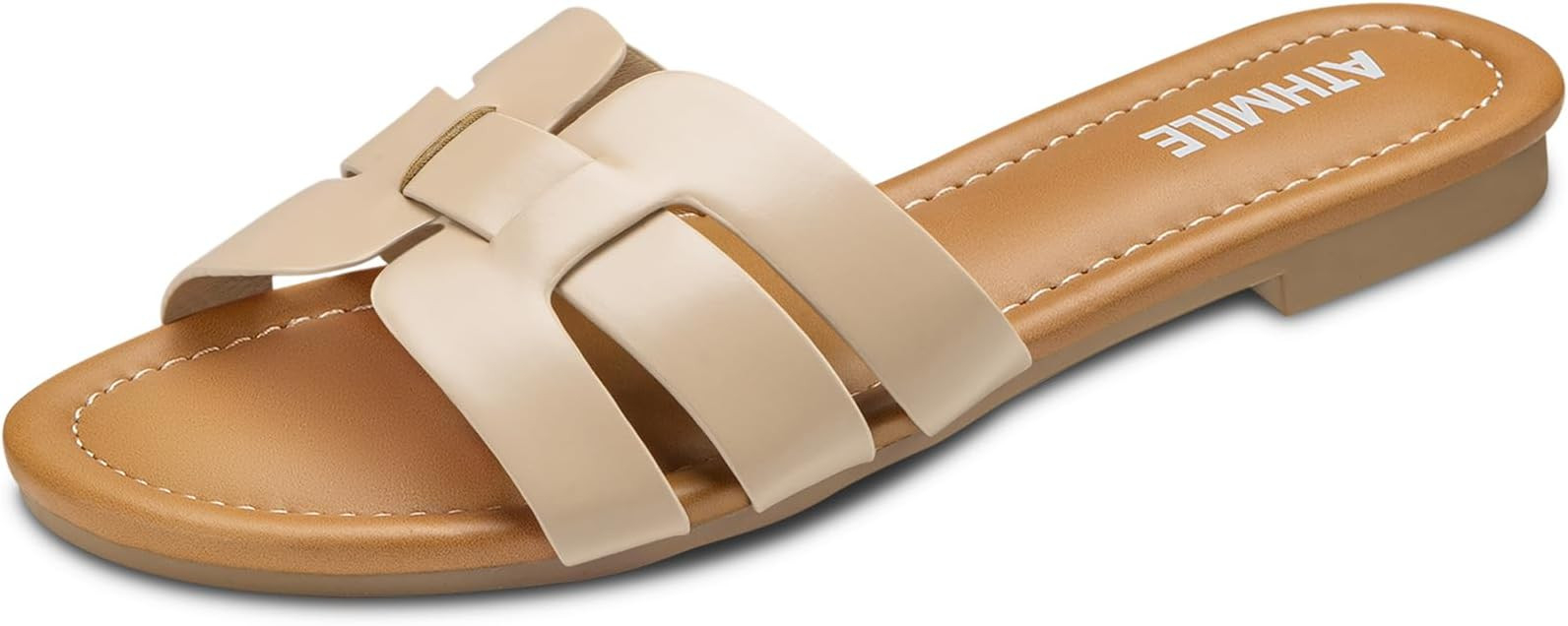 ATHMILE Sandals for Women 2025 Vacation Womens Sandals Dressy Summer Flats Sandals Women Slides f... | Amazon (US)