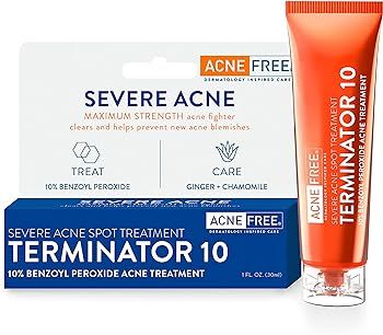AcneFree Terminator 10 Acne Spot Treatment with Benzoyl Peroxide 10% Maximum Strength Acne Cream ... | Amazon (US)