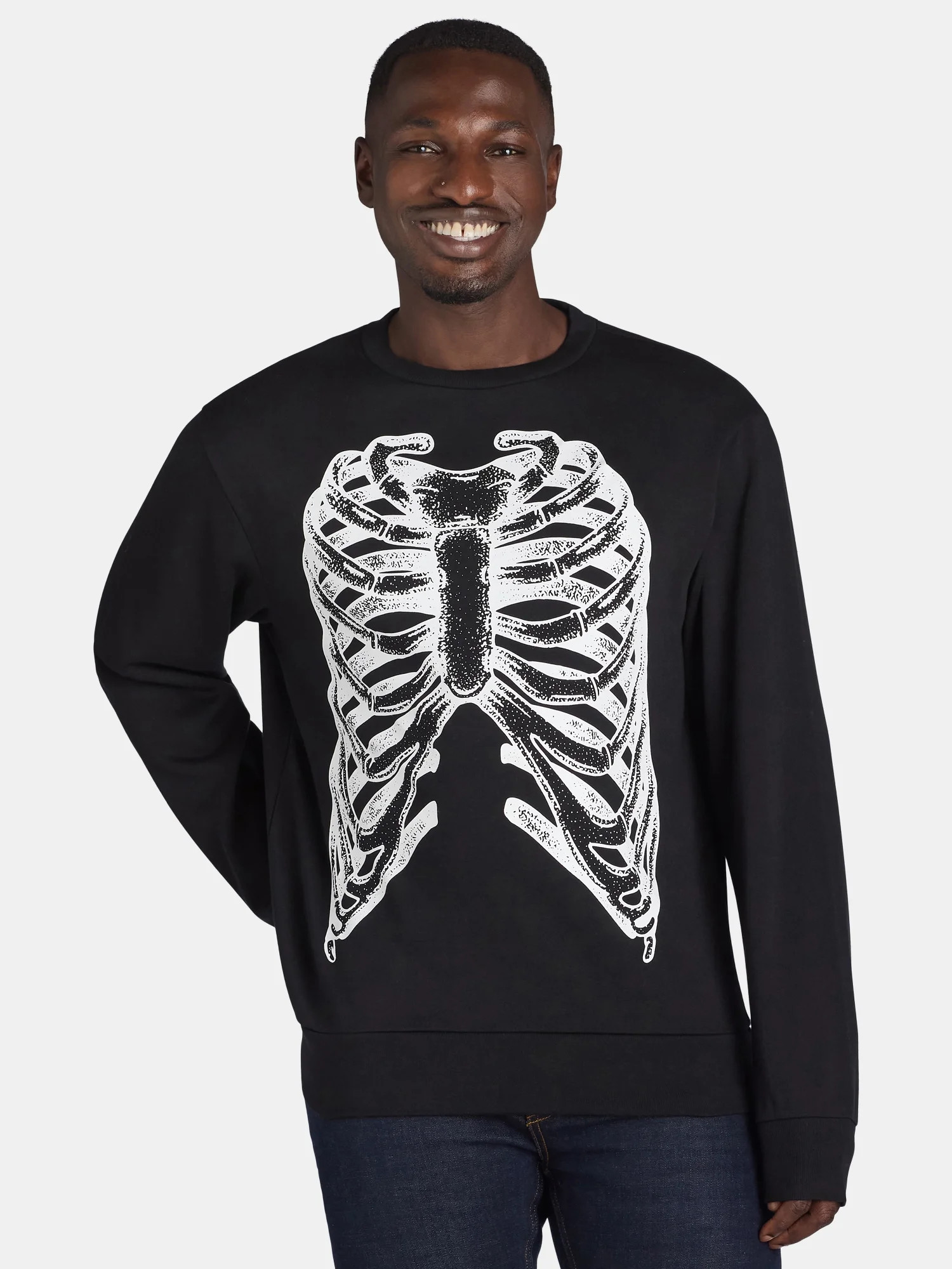 Halloween All Gender Skeleton Ribs X-Ray Print Sweatshirt, Sizes S-3XL, Men's Sizes XS-3XL - Walm... | Walmart (US)