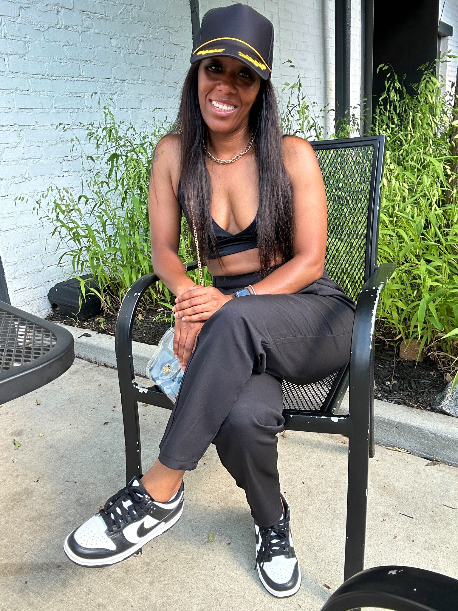 Black bralette and black pants casual outfit idea

I styled this outfit with a black and gold trucker hat, clear crossbody bag, and black and white dunk sneakers.

#LTKStyleTip #LTKShoeCrush #LTKFindsUnder100