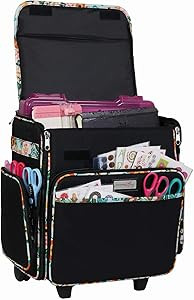 Everything Mary Black & Floral Rolling Scrapbook Storage Tote - Scrapbooking Storage Case for Rin... | Amazon (US)
