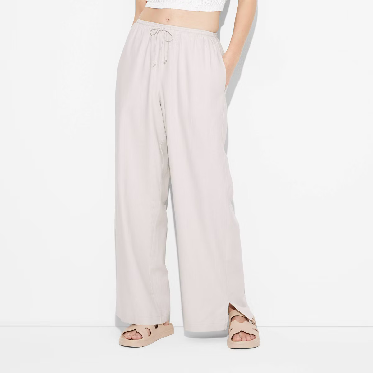 Women's Pull-On Linen Pants - Wild Fable™ White 4X | Target
