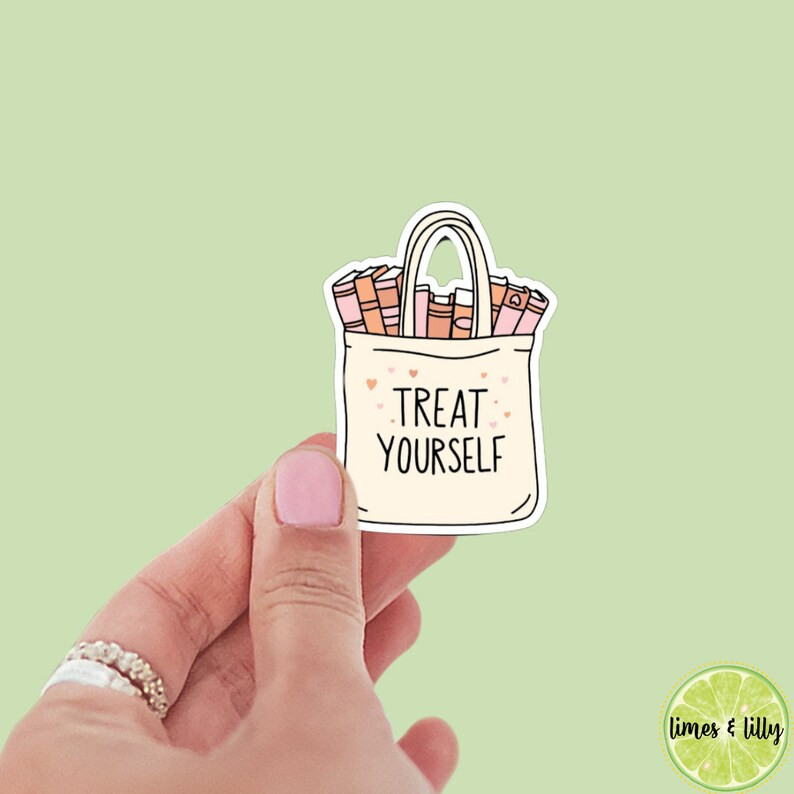 Treat Yourself Tote Bag Sticker Kindle Stickers Bookish Stickers Bookish Sticker Mood Reader - Et... | Etsy (US)
