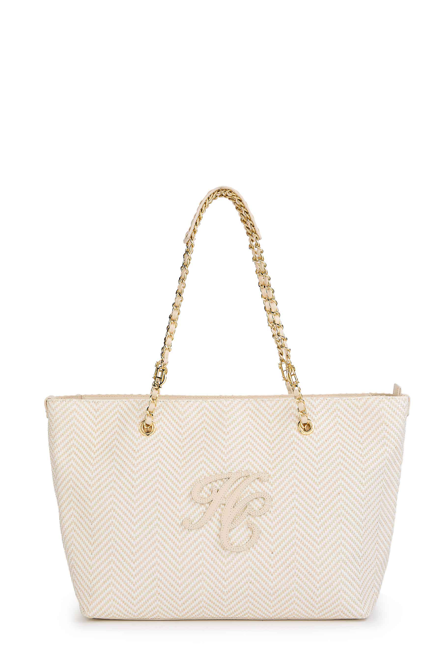 Amalfi Straw Tote (Cream Herringbone) | Holland Cooper