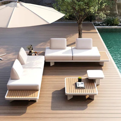 5-Pieces Outdoor Modular Sectional Sofa Set With Coffee Tables | Wayfair North America