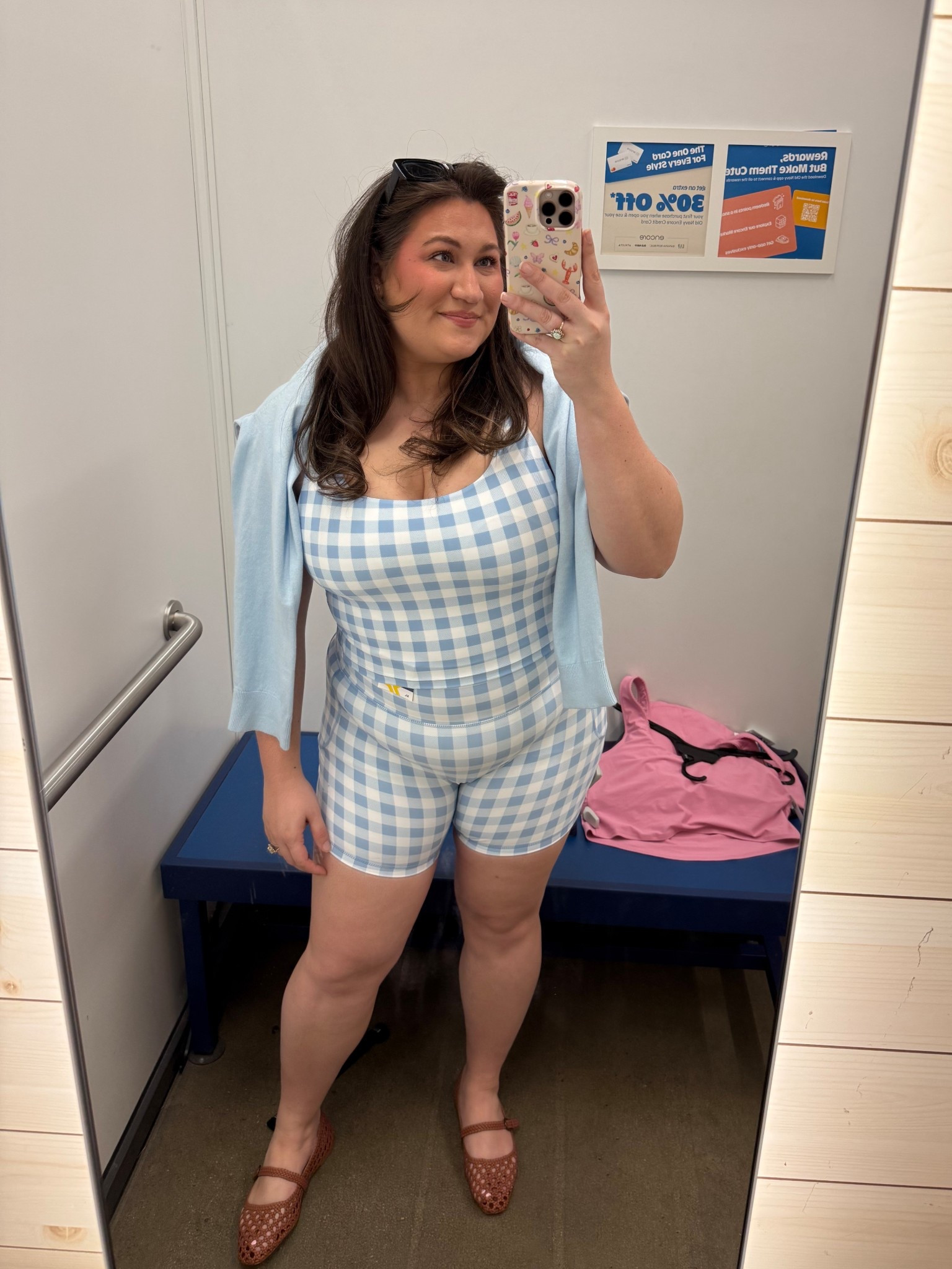 Old Navy blue gingham athleisure set and cardigan. Wearing an XL - all came home with me! 

#LTKMidsize #LTKmomlife #LTKActive