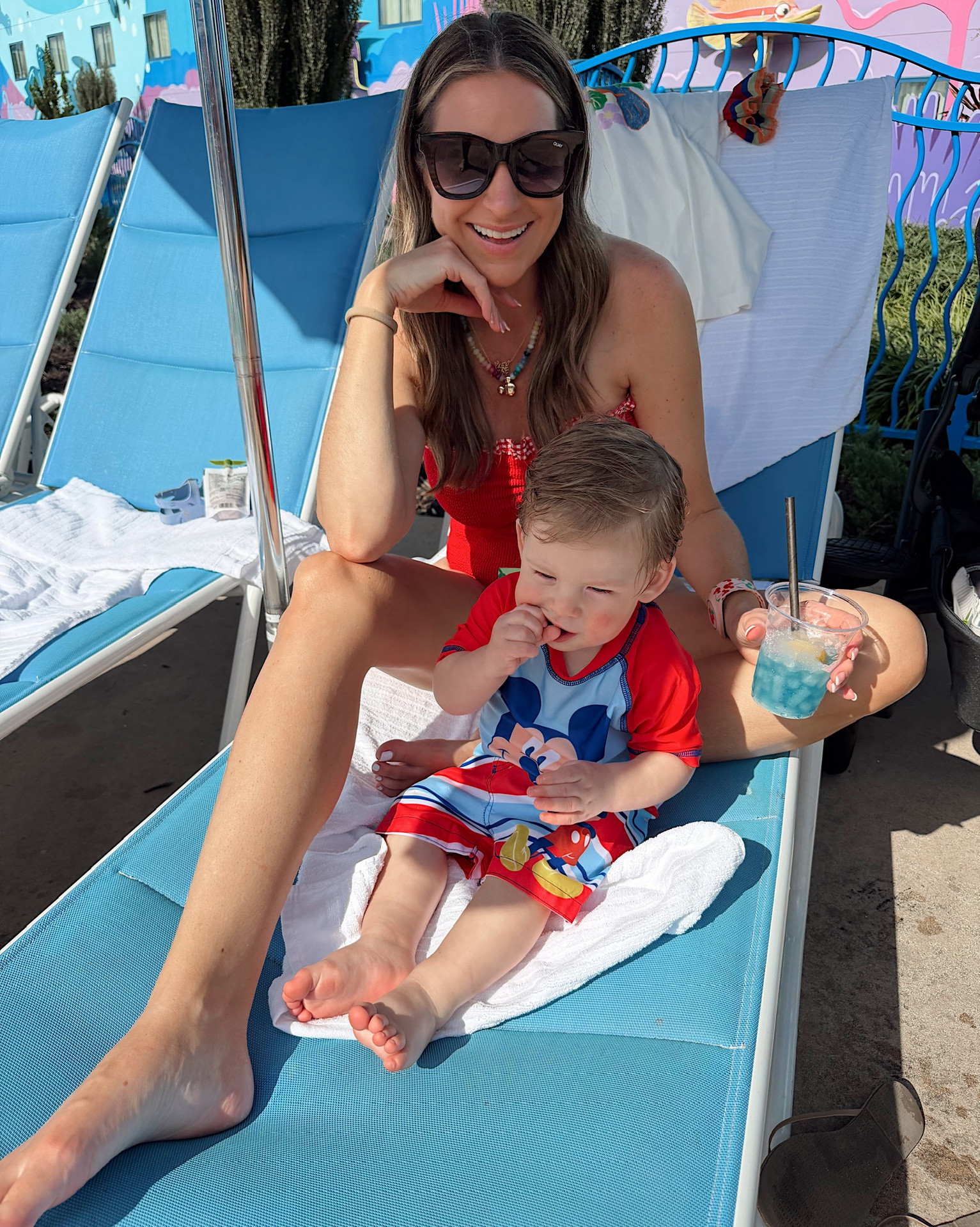 Pool day with my boy! Hunza g one piece swimsuit one size and storms Mickey swimsuit set both found on Amazon! 

#LTKmomlife #LTKBaby #LTKTravel