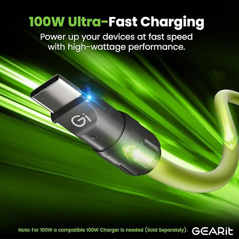 GEARit 100W 4-in-1 Charging Cable-Fast-Charging Silicone USB-C Cable with USB-A | Amazon (US)