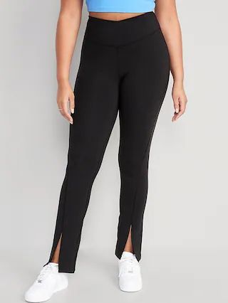 Extra High-Waisted PowerChill Cross-Front Split-Hem Leggings for Women | Old Navy (US)