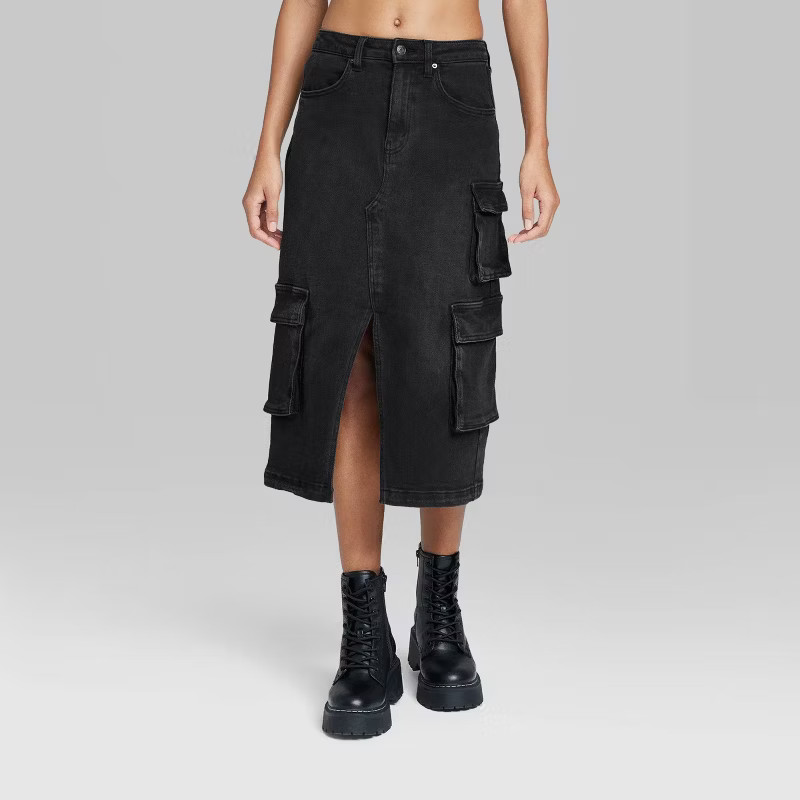 Women's Denim Cargo Midi Skirt - Wild Fable™ | Target